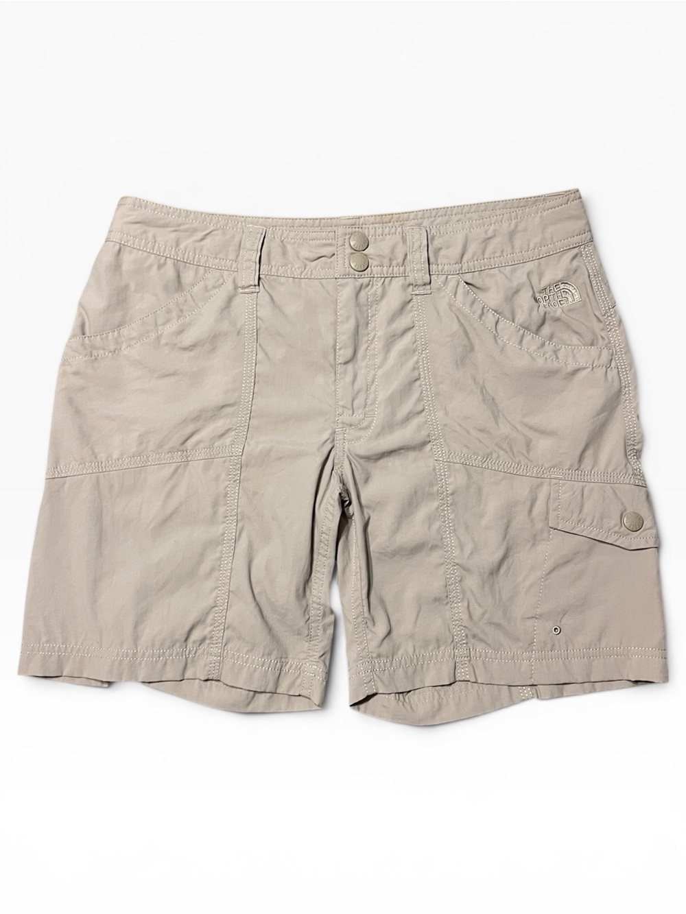 The North Face Women’s Nylon Hiking Cargo Shorts Khaki Tan Size 6 Long Outdoor